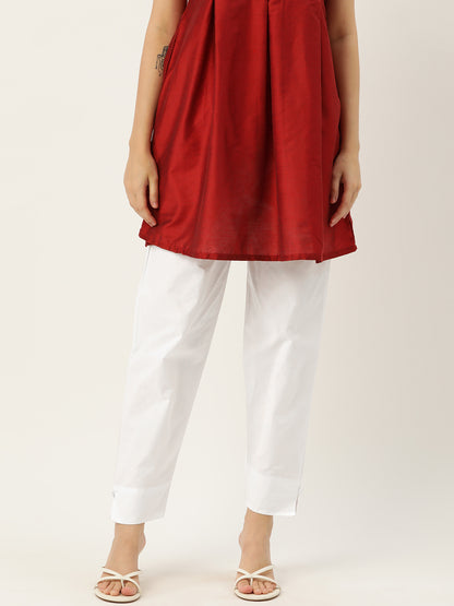 Women Pure Cotton Kurti Pant - White