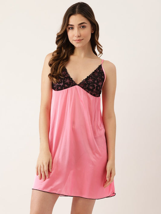 Pink babydoll with lace