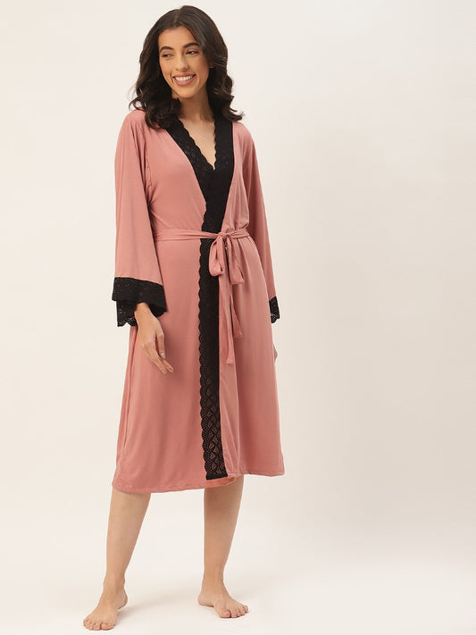 Peach Robe with Modal Fabric