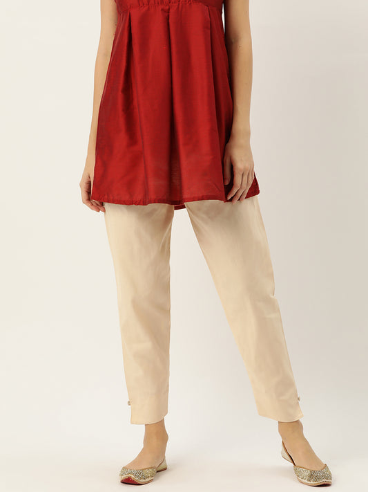 Women Pure Cotton Kurti Pant - Cream