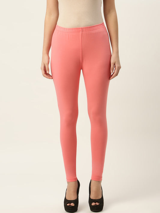 Women Peach Ankle-Length Leggings