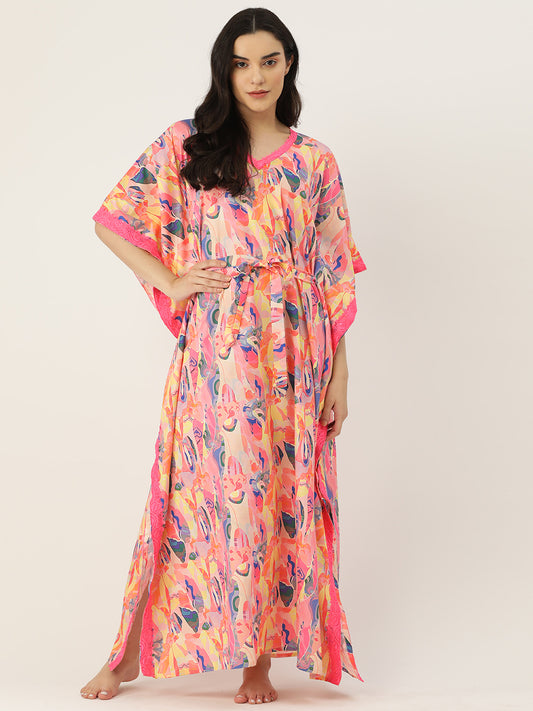 Ms.Lingies Printed Kaftan Babydoll Nighty/Nightwear