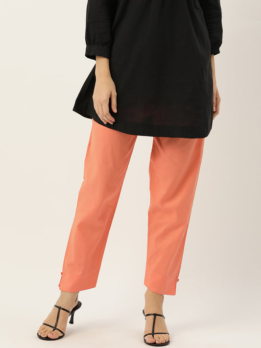 Women Pure Cotton Kurti Pant - Peach