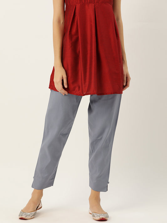 Women Pure Cotton Kurti Pant - Grey