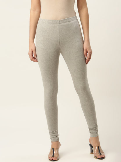 Women Smoke Grey Churidar-Length Leggings