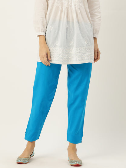 Women Pure Cotton Kurti Pant - Sky Blue