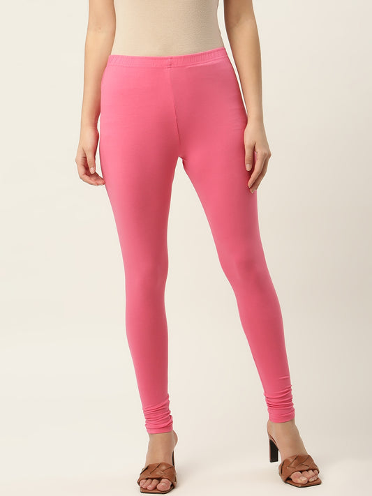 Women Rose Churidar-Length Leggings