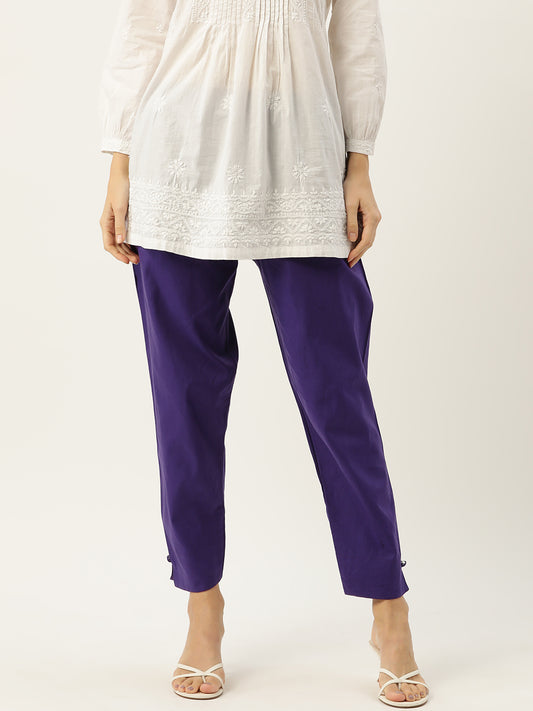 Women Pure Cotton Kurti Pant - Violet