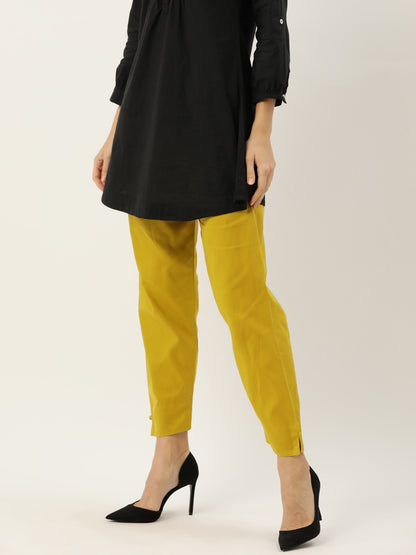 Women Pure Cotton Kurti Pant - Maize