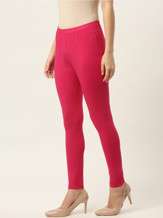 Women Dark Pink Ankle-Length Leggings