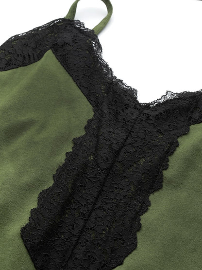 Dark Green Solid Finish Nightwear/Nighty