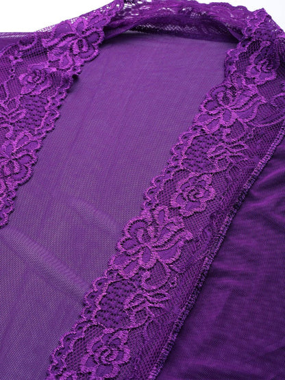 Purple babydoll with satin