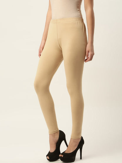 Women Light Khaki Ankle-Length Leggings