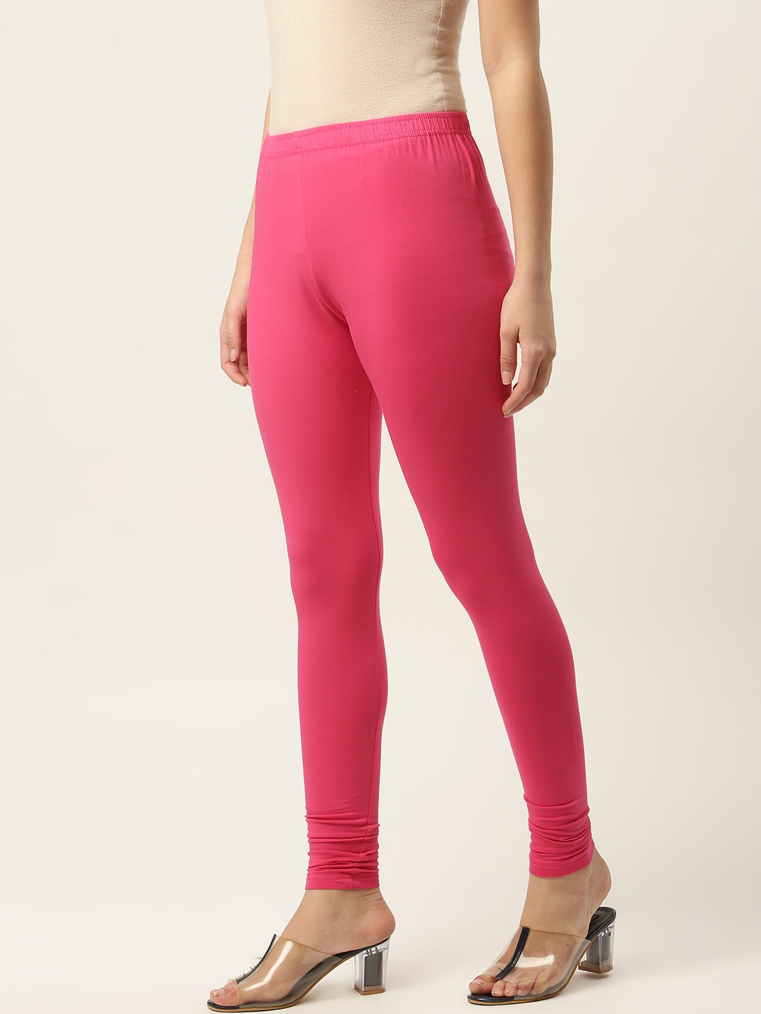 Women Pink Churidar-Length Leggings