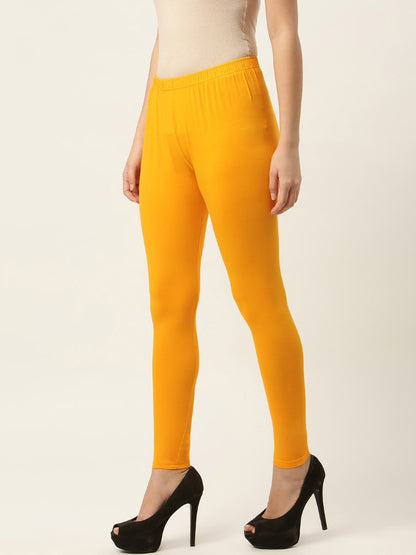 Women Dark Yellow Ankle-Length Leggings