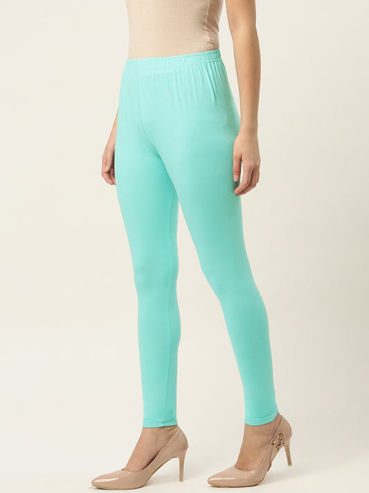 Women Sea Green Ankle-Length Leggings