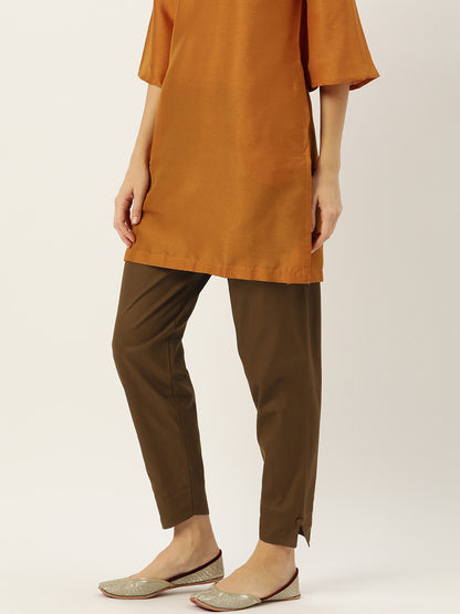 Women Pure Cotton Kurti Pant - Brown