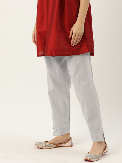 Women Pure Cotton Kurti Pant - Light Grey