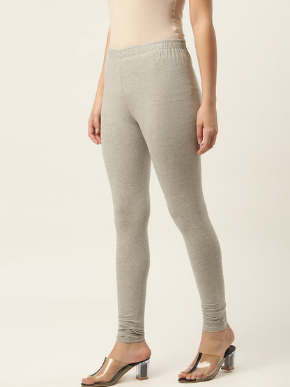 Women Smoke Grey Churidar-Length Leggings