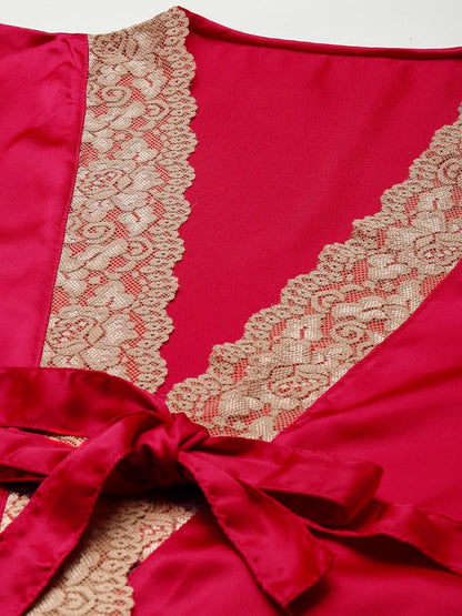 Rose Robe with Satin Fabric