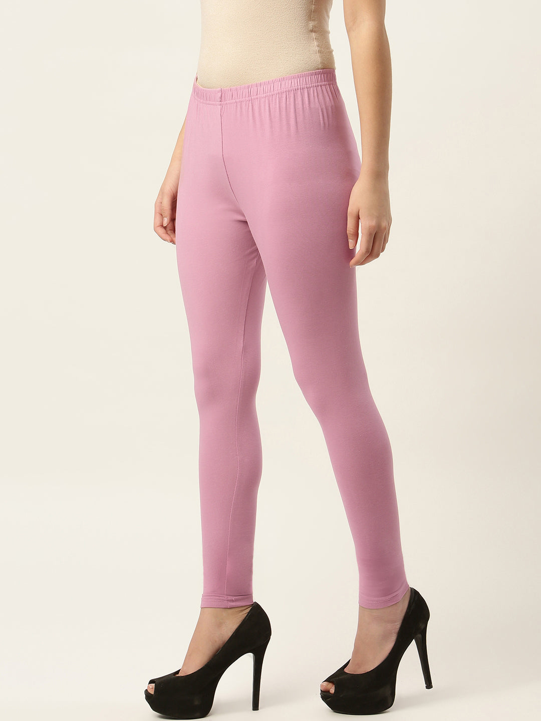 Women Dusty Pink Ankle-Length Leggings