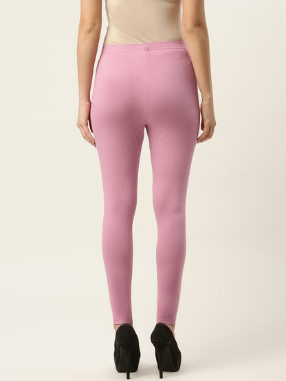 Women Dusty Pink Ankle-Length Leggings