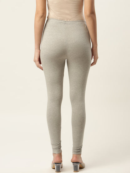 Women Smoke Grey Churidar-Length Leggings