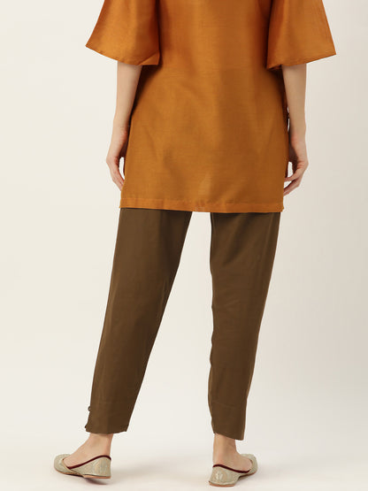 Women Pure Cotton Kurti Pant - Brown