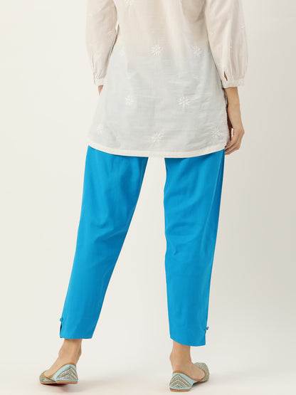 Women Pure Cotton Kurti Pant - Sky Blue