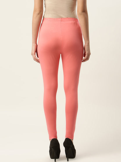 Women Peach Ankle-Length Leggings