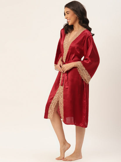 Maroon Robe with Satin Fabric