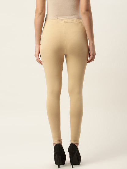 Women Light Khaki Ankle-Length Leggings