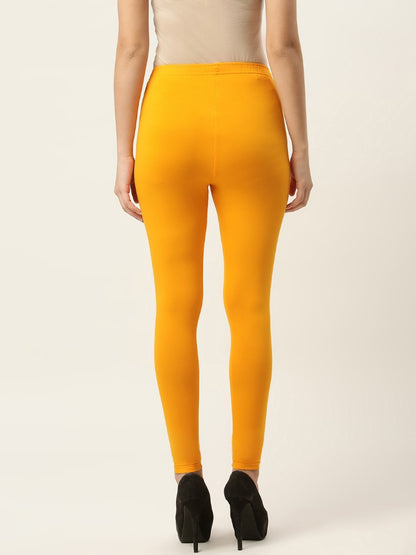 Women Dark Yellow Ankle-Length Leggings