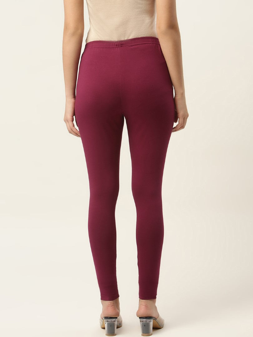 Women Dark Purple Ankle-Length Leggings