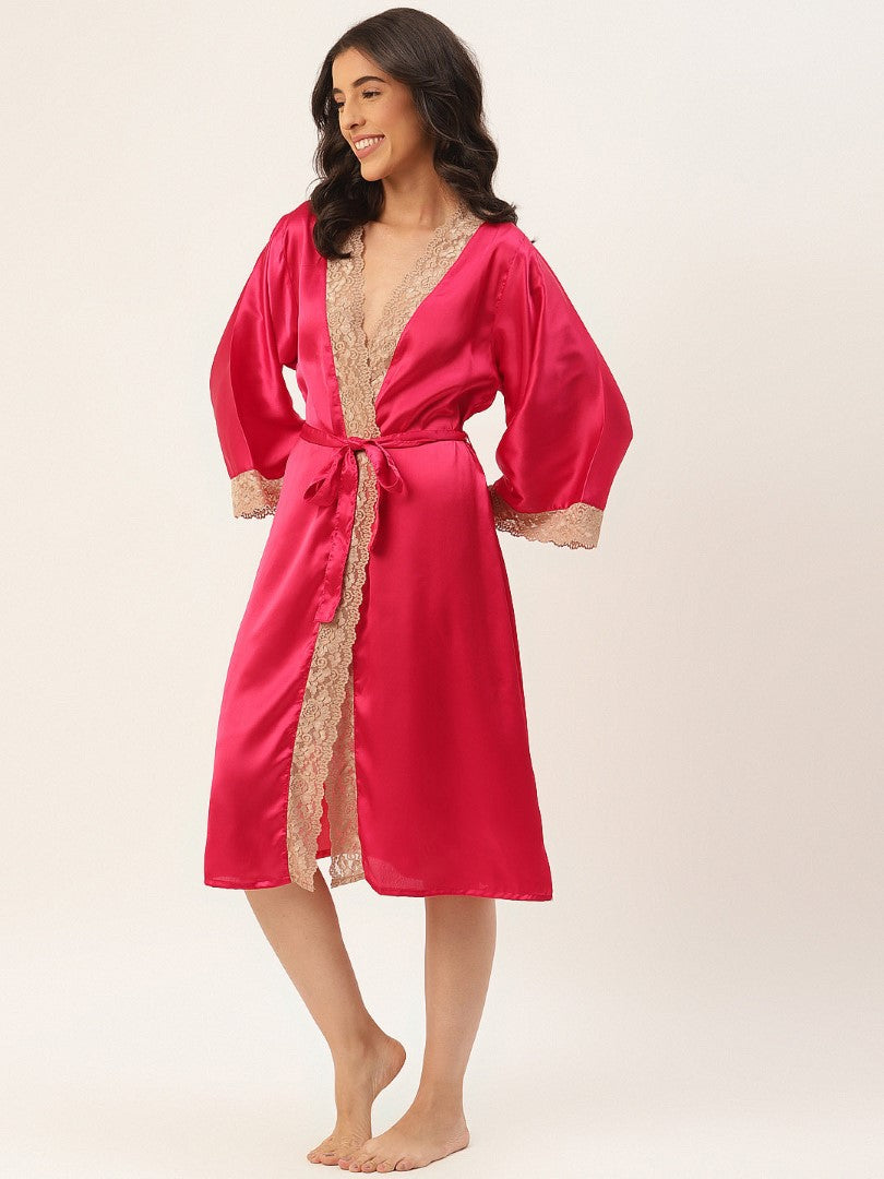 Rose Robe with Satin Fabric