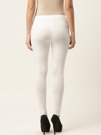 Women White Churidar-Length Leggings