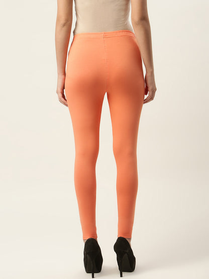 Women Dusty Orange Ankle-Length Leggings