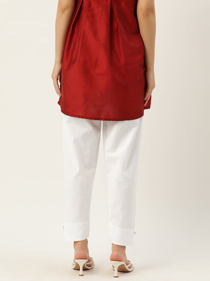 Women Pure Cotton Kurti Pant - White