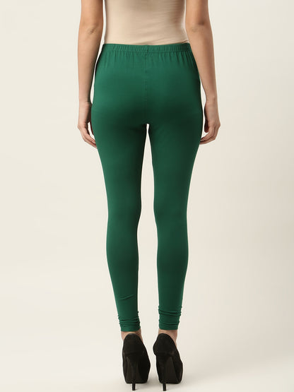 Women Green Churidar-Length Leggings