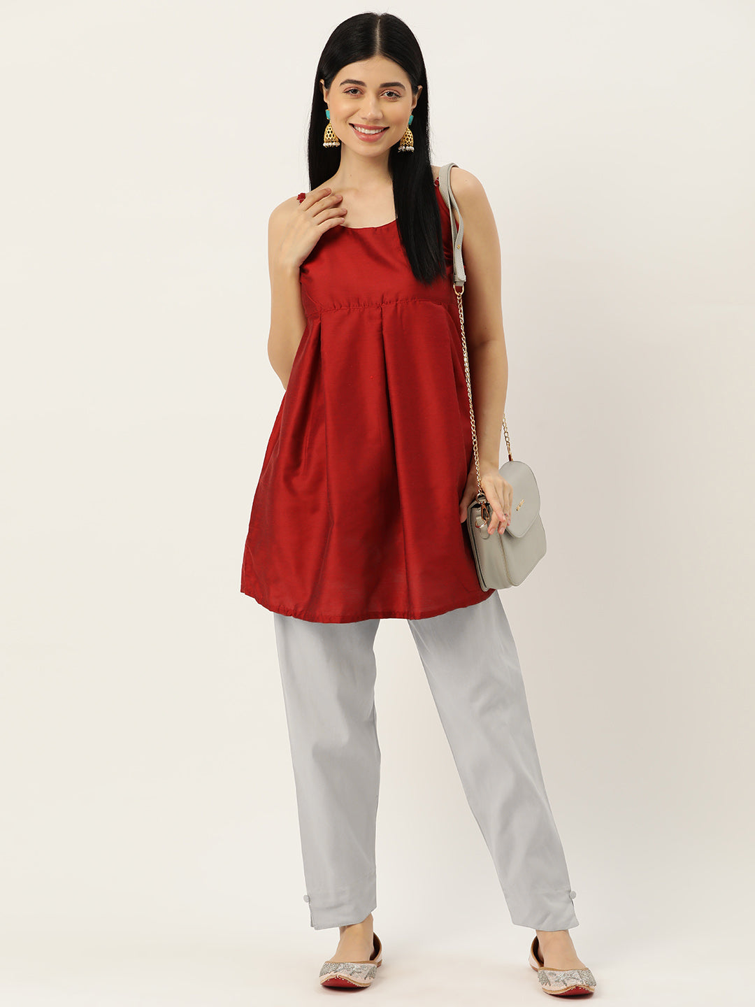 Women Pure Cotton Kurti Pant - Light Grey