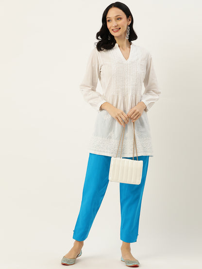 Women Pure Cotton Kurti Pant - Sky Blue