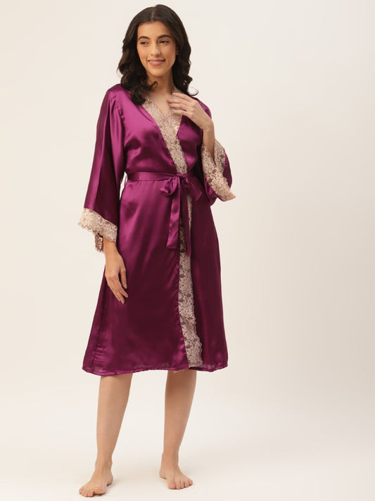 Wine Robe with Satin Fabric