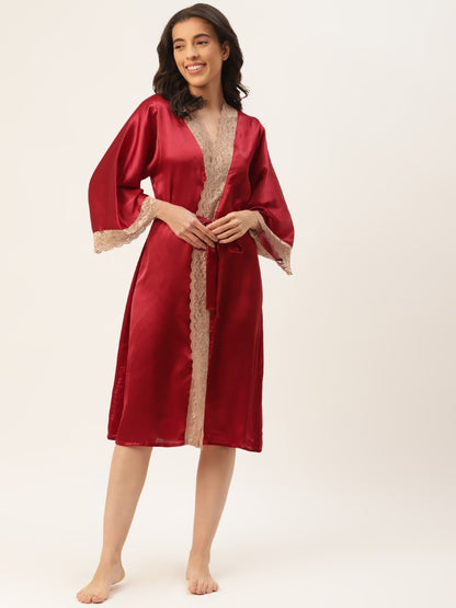 Maroon Robe with Satin Fabric