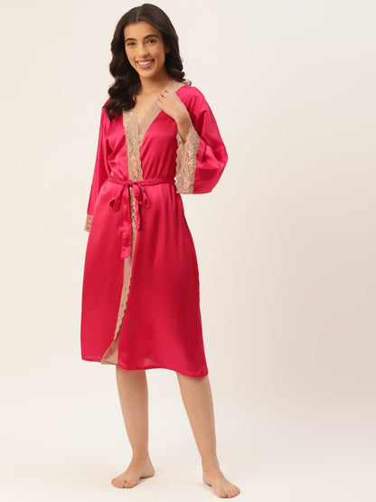 Rose Robe with Satin Fabric