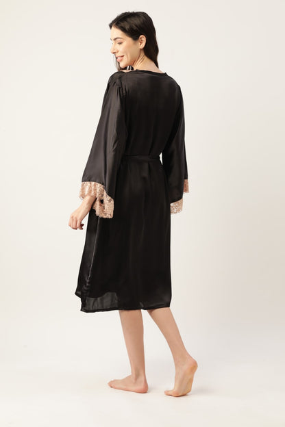 Black Nightwear/nighty with satin