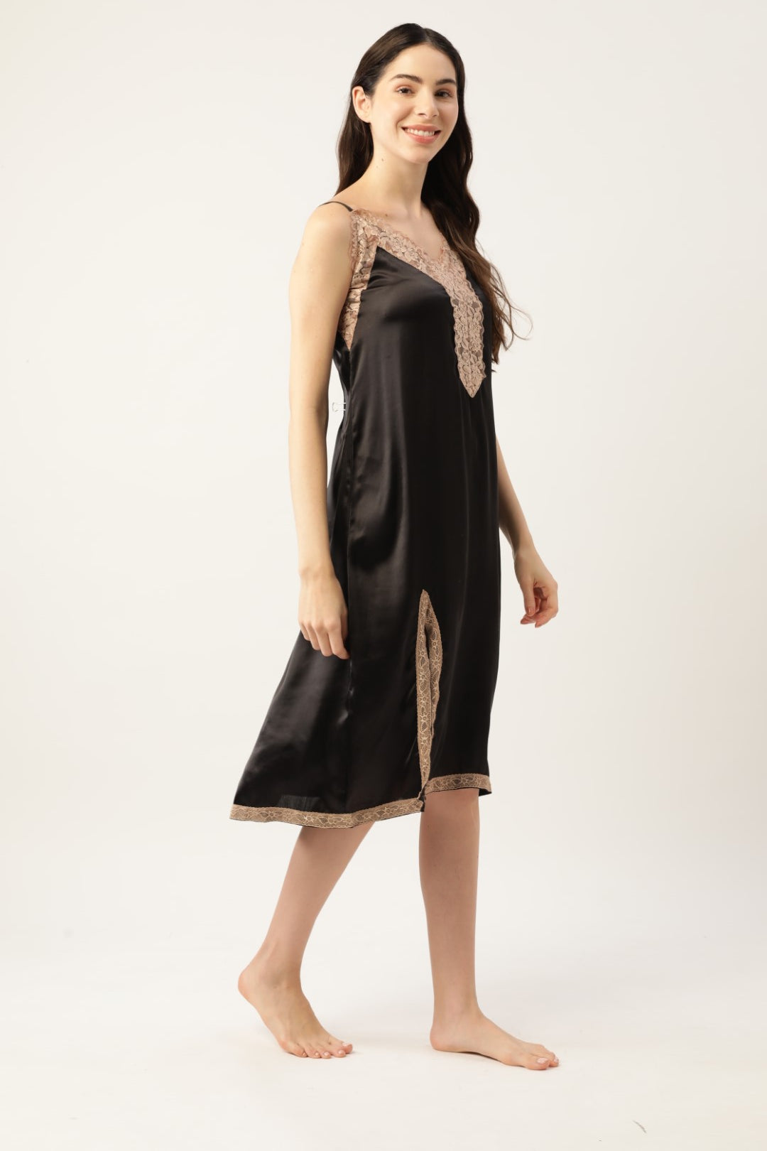 Black Nightwear/nighty with satin