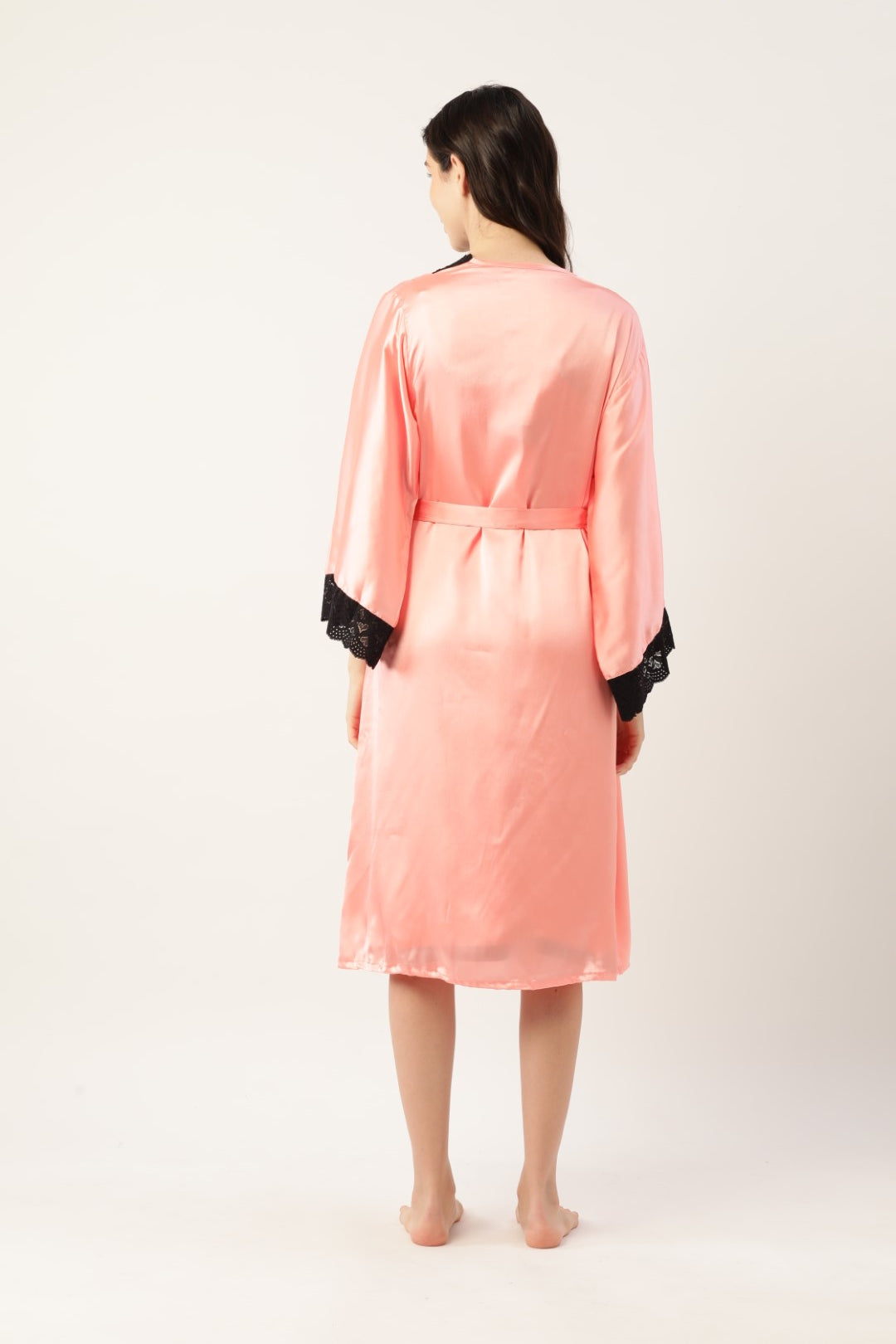 Peach Nightwear/nighty with satin