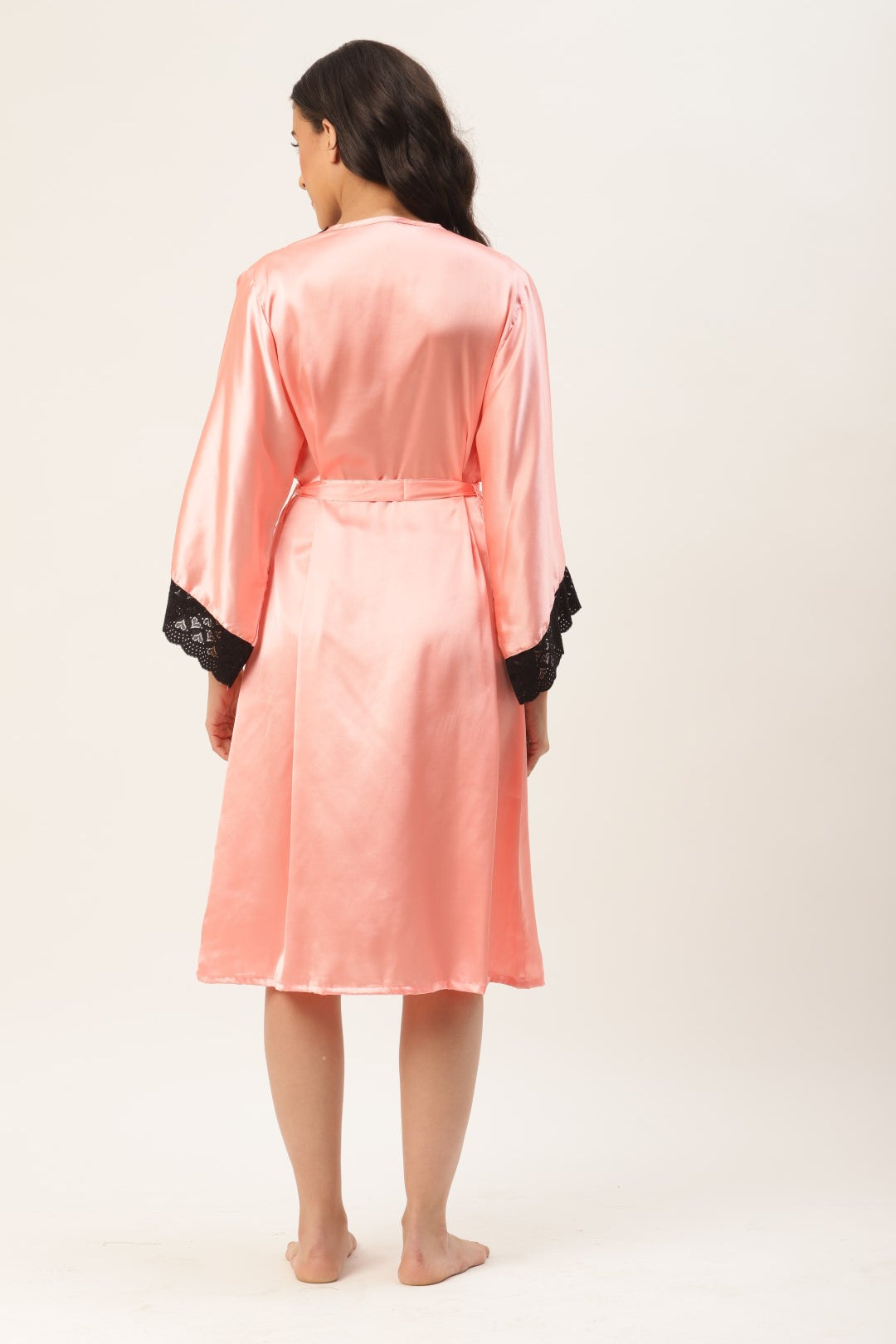 Peach Robe with Satin Fabric