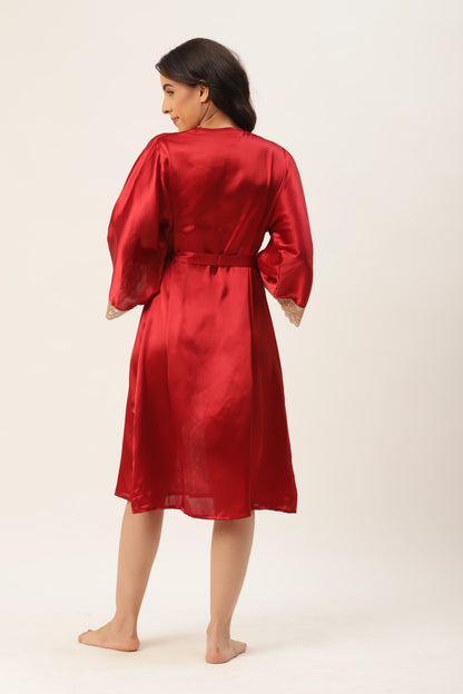 Maroon Robe with Satin Fabric