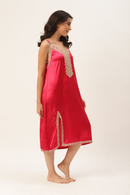 Rose Nightwear/nighty with satin